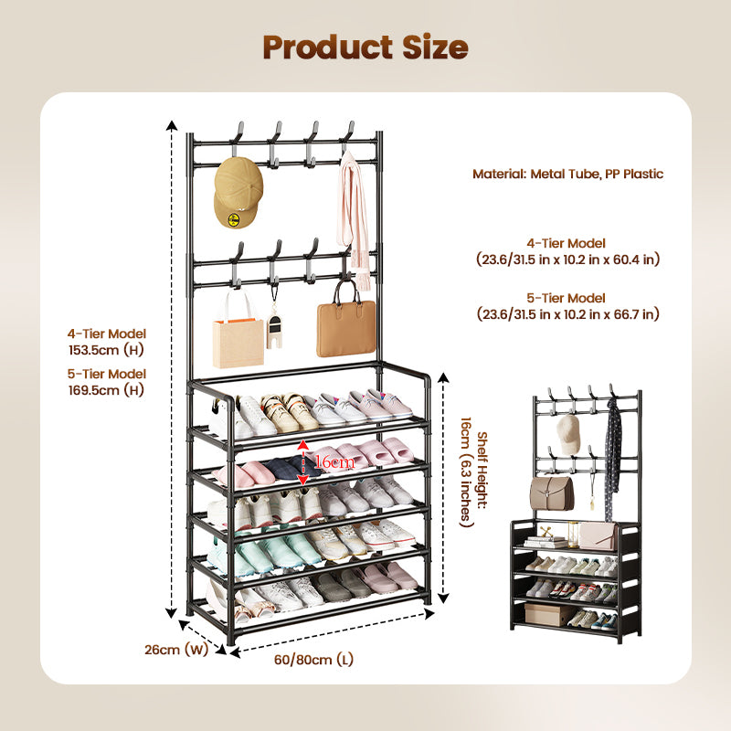 Multi-Functional Entryway Shoe & Coat Rack