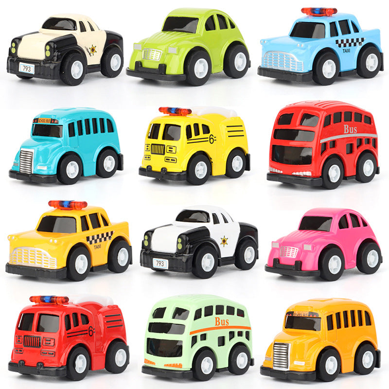 🚗 12-Pack Cartoon Mini Toy Car Set – Pull-Back Vehicles for Kids