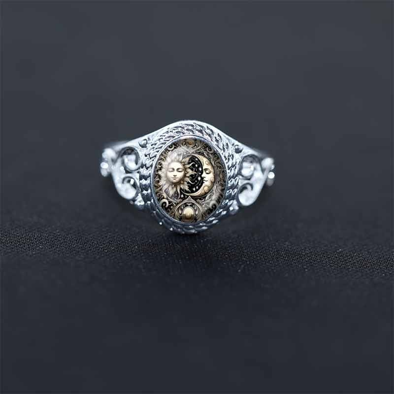 Retro Sun and Moon Totem Ring