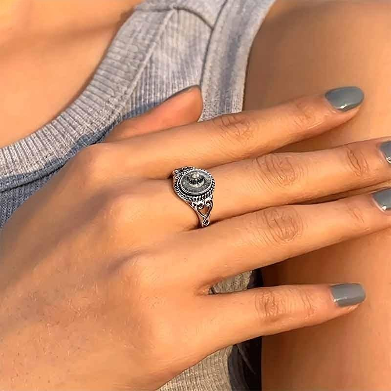Retro Sun and Moon Totem Ring