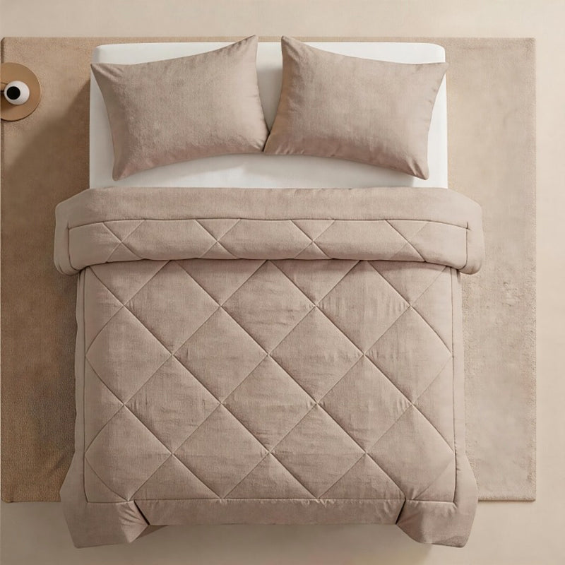 🛏️ LIMITED-TIME 50% OFF! ✨ 3-Piece Quilted Comforter Set with Shams – All-Season Microfiber