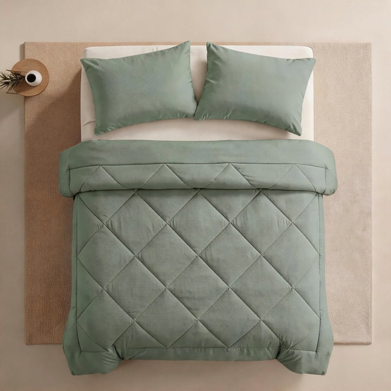 🛏️ LIMITED-TIME 50% OFF! ✨ 3-Piece Quilted Comforter Set with Shams – All-Season Microfiber