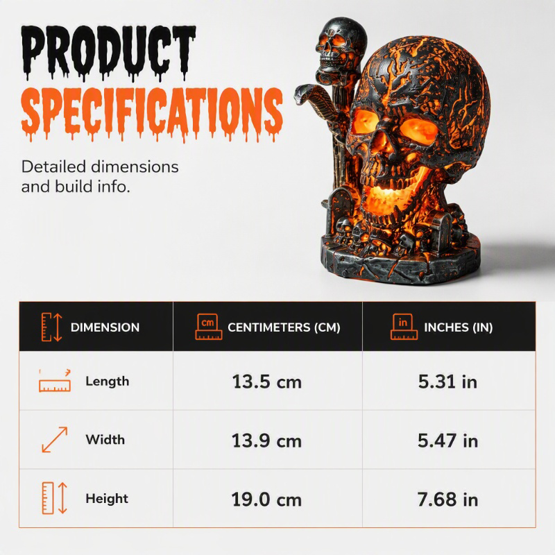 Halloween Resin Skull Lamp Glowing Tabletop Ornament