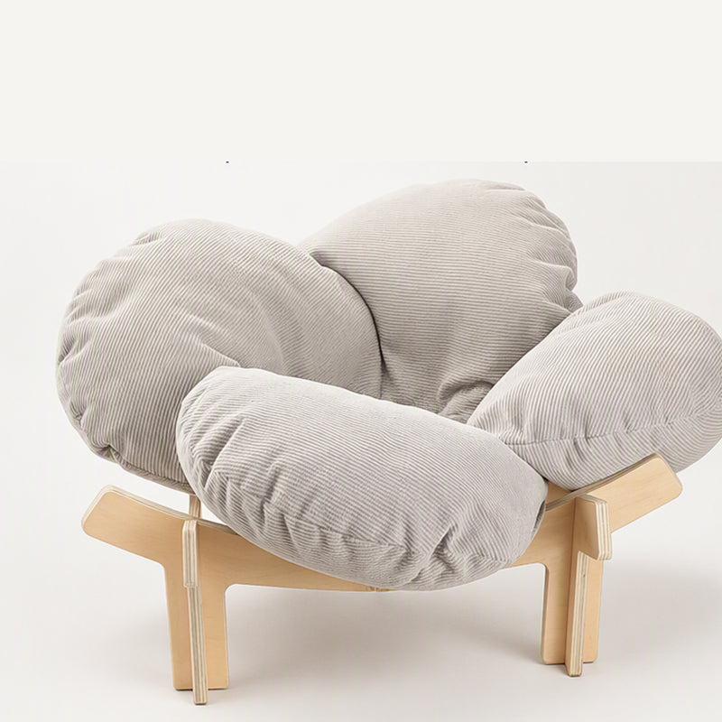 Elevated Petal Shaped Wooden Pet Bed with Cushion