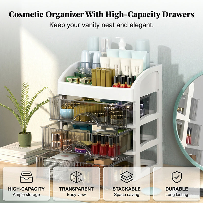Stackable Desktop Organizer with Clear Drawers