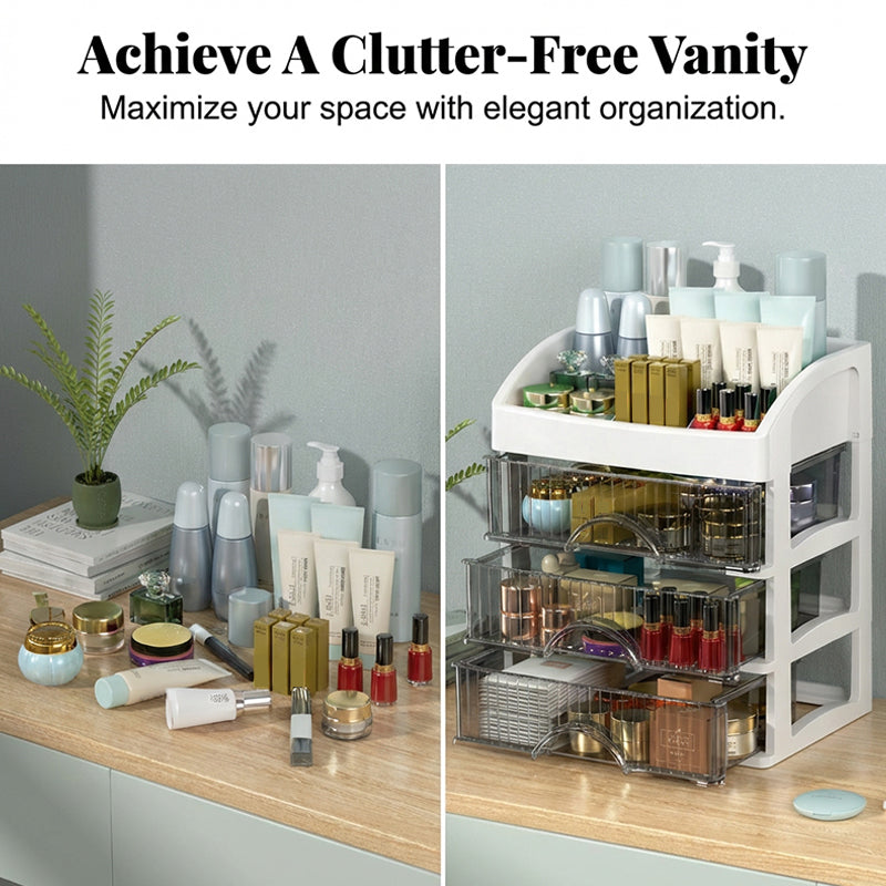 Stackable Desktop Organizer with Clear Drawers