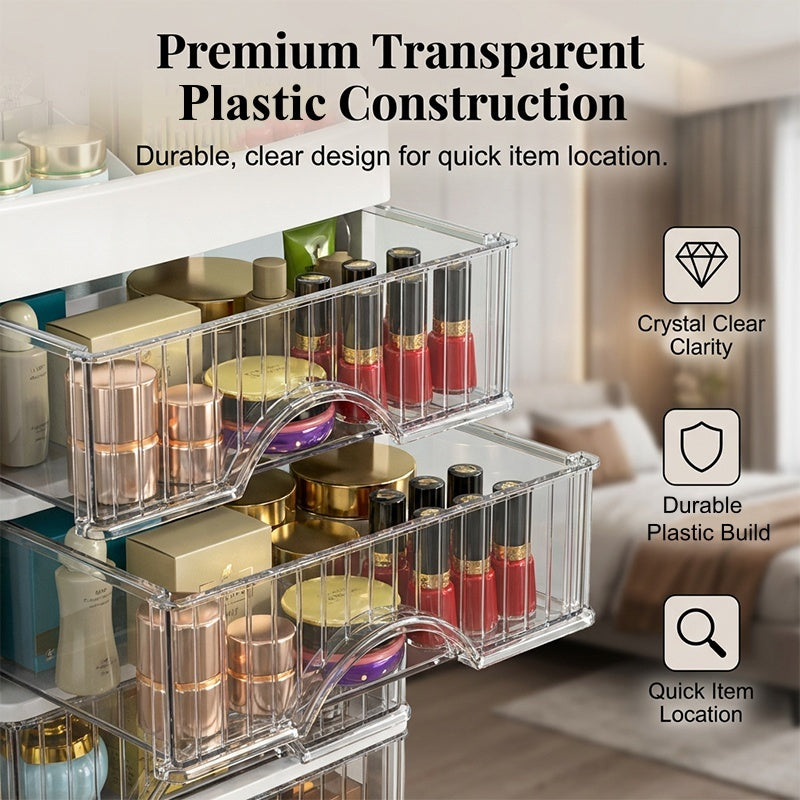 Stackable Desktop Organizer with Clear Drawers