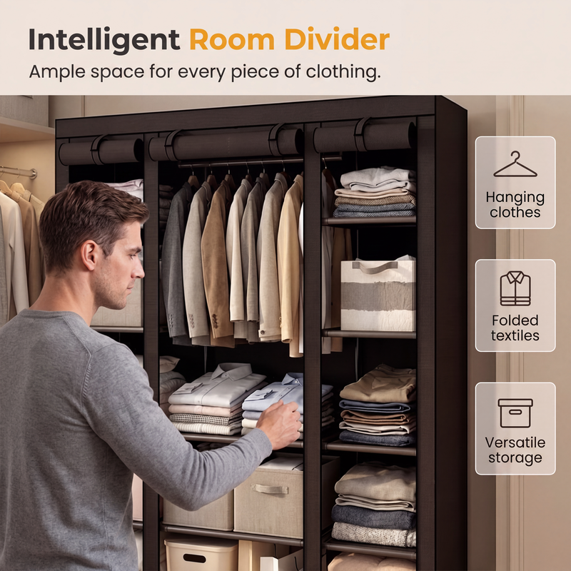 🧵 Easy‑Assemble Non‑Woven Fabric Wardrobe – Spacious, Sturdy, Dust‑proof ✨
