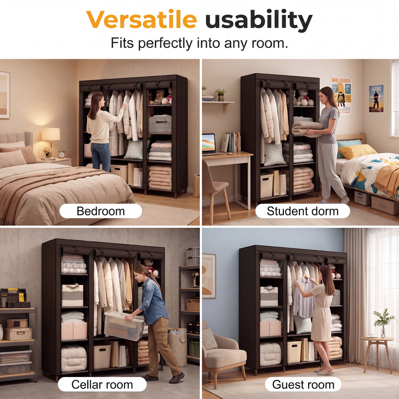 🧵 Easy‑Assemble Non‑Woven Fabric Wardrobe – Spacious, Sturdy, Dust‑proof ✨