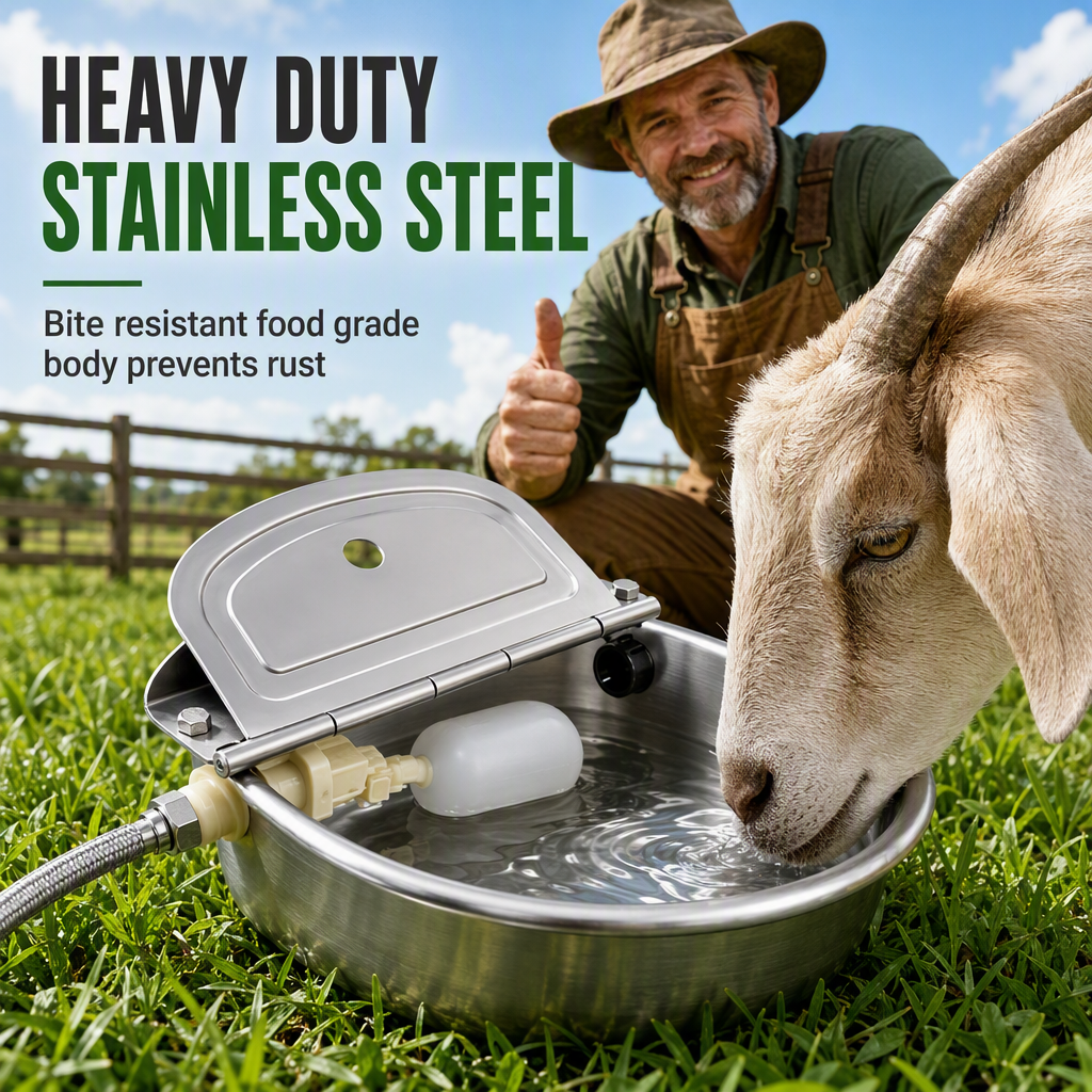 🐄 Automatic 304 Stainless Steel Drinking Bowl with Float and Drain Hole for Cattle Horses Sheep and Dogs 🤖