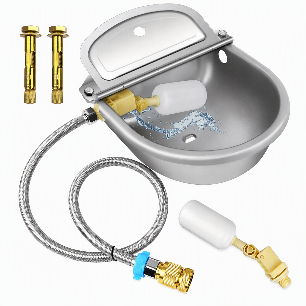 🐄 Automatic 304 Stainless Steel Drinking Bowl with Float and Drain Hole for Cattle Horses Sheep and Dogs 🤖