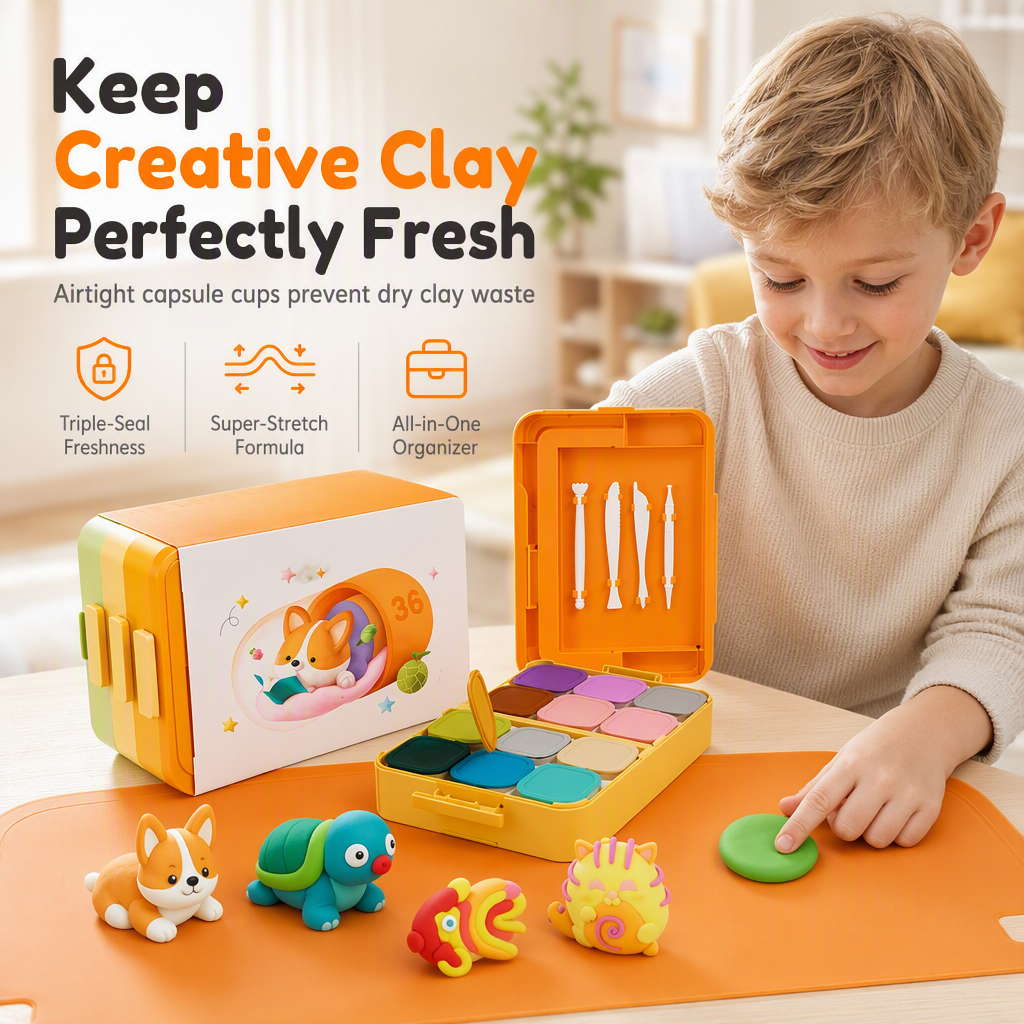 Non-Toxic Odorless Ultra Light Capsule Clay Set for Kids DIY Arts and Crafts Modeling Clay with Tools