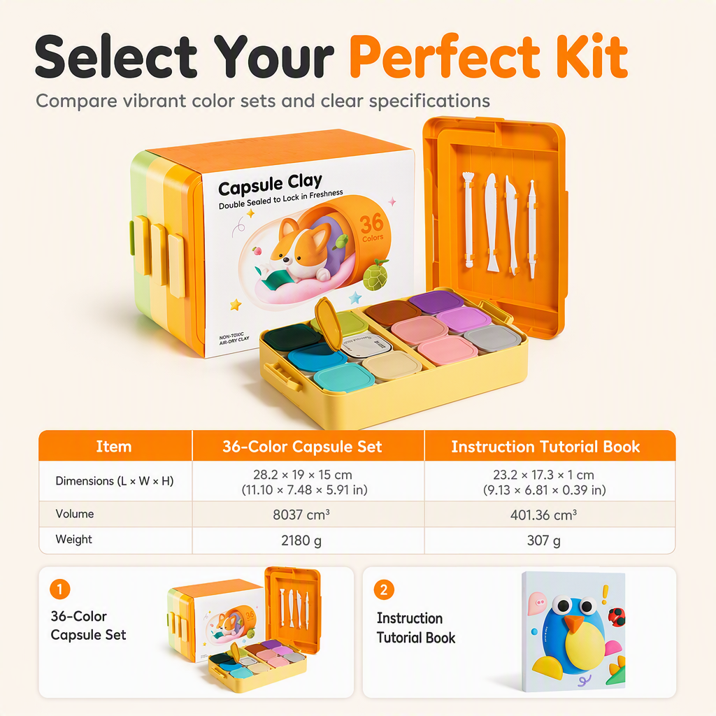 Non-Toxic Odorless Ultra Light Capsule Clay Set for Kids DIY Arts and Crafts Modeling Clay with Tools