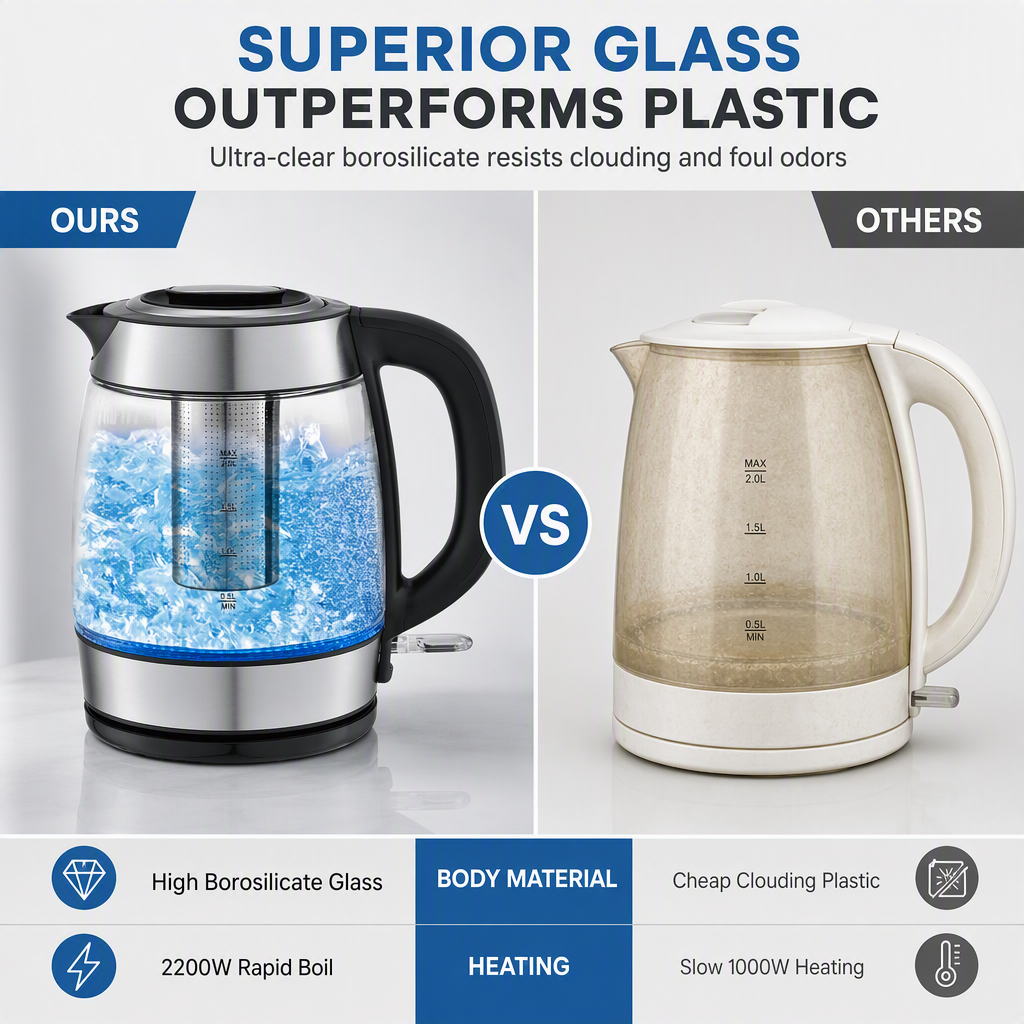 📢📢50% OFF !! ⏰2L Large Capacity Glass Electric Kettle with Automatic Shut Off and Overheat Protection