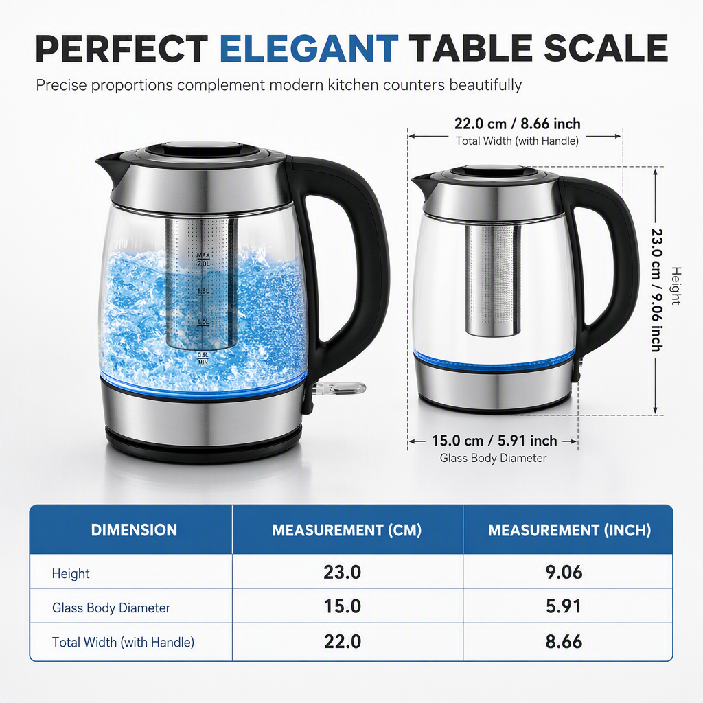 📢📢50% OFF !! ⏰2L Large Capacity Glass Electric Kettle with Automatic Shut Off and Overheat Protection