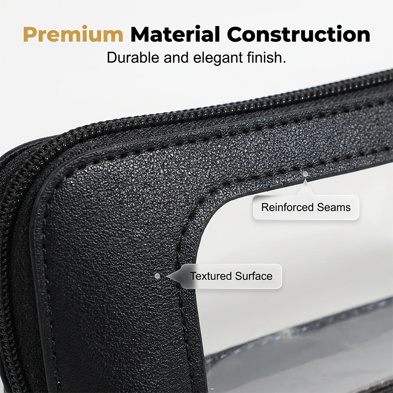 Transparent Window PU Leather Pencil Case
