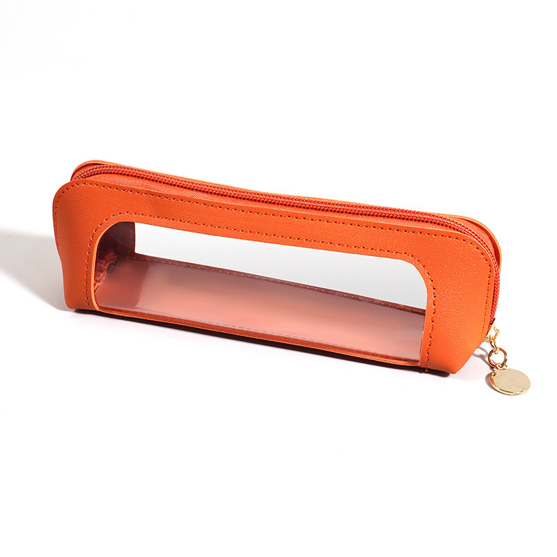 Transparent Window PU Leather Pencil Case