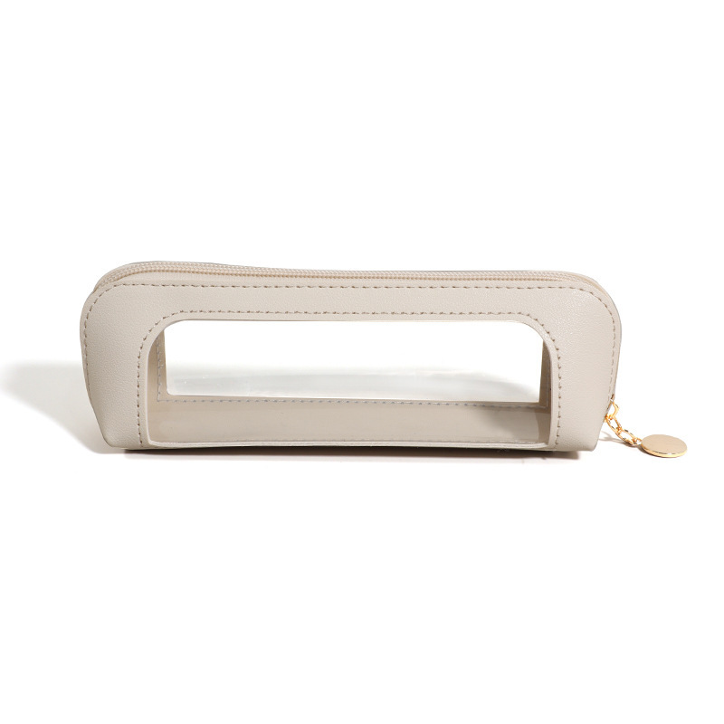 Transparent Window PU Leather Pencil Case