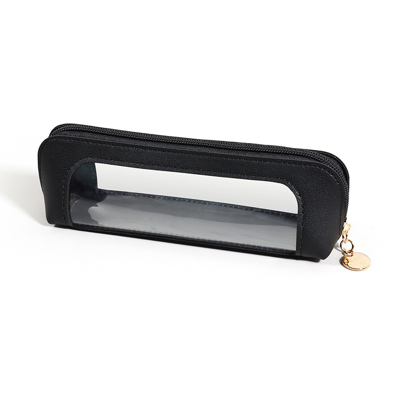 Transparent Window PU Leather Pencil Case
