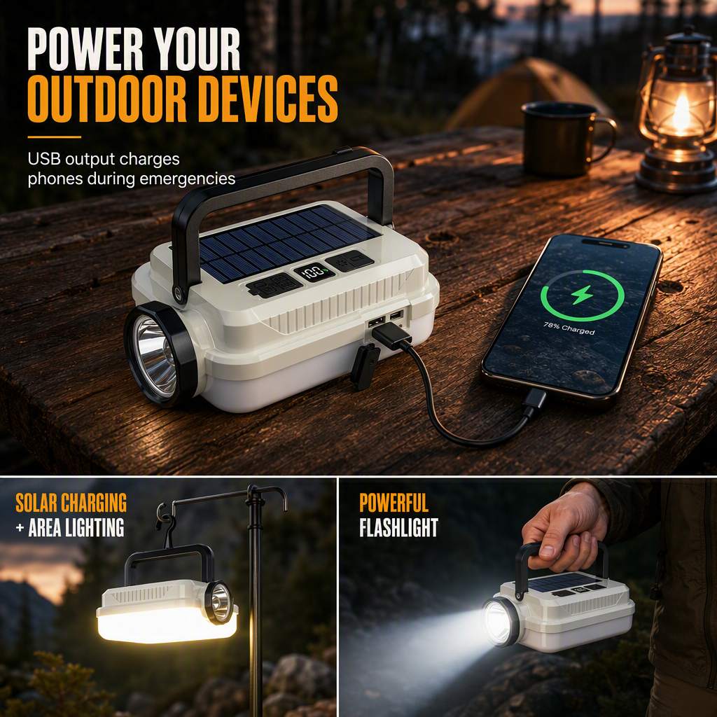 ⭐ DON'T MISS 50% OFF 🏕️ Multi-Functional — Lantern, Work Light & Device Charger