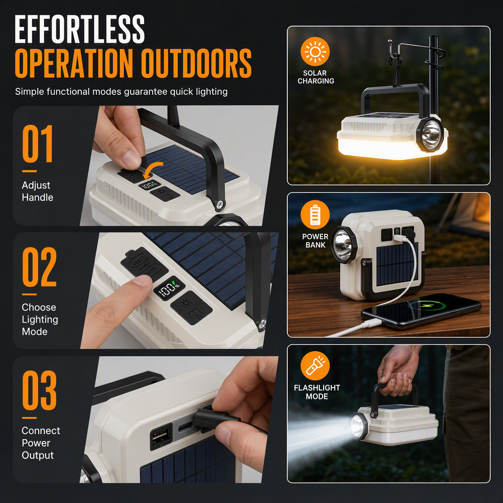 ⭐ DON'T MISS 50% OFF 🏕️ Multi-Functional — Lantern, Work Light & Device Charger