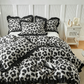 🛏️✨Leopard Print Ruffled Duvet Cover Set