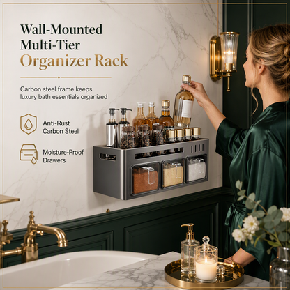 🧂 Save 50%! 🍳 Wall-Mounted Spice Rack – No-drill, with jars & spoons ✨