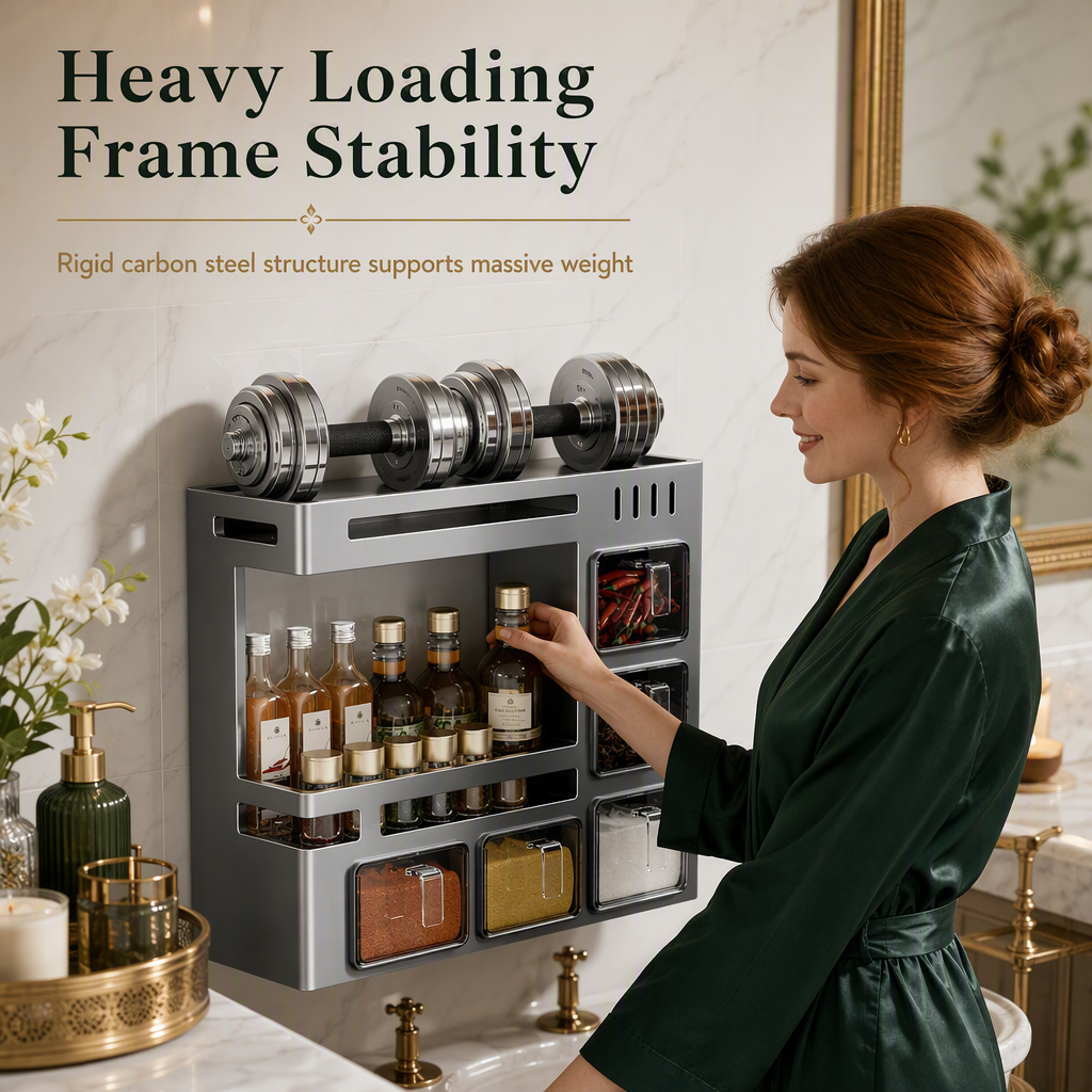 🧂 Save 50%! 🍳 Wall-Mounted Spice Rack – No-drill, with jars & spoons ✨
