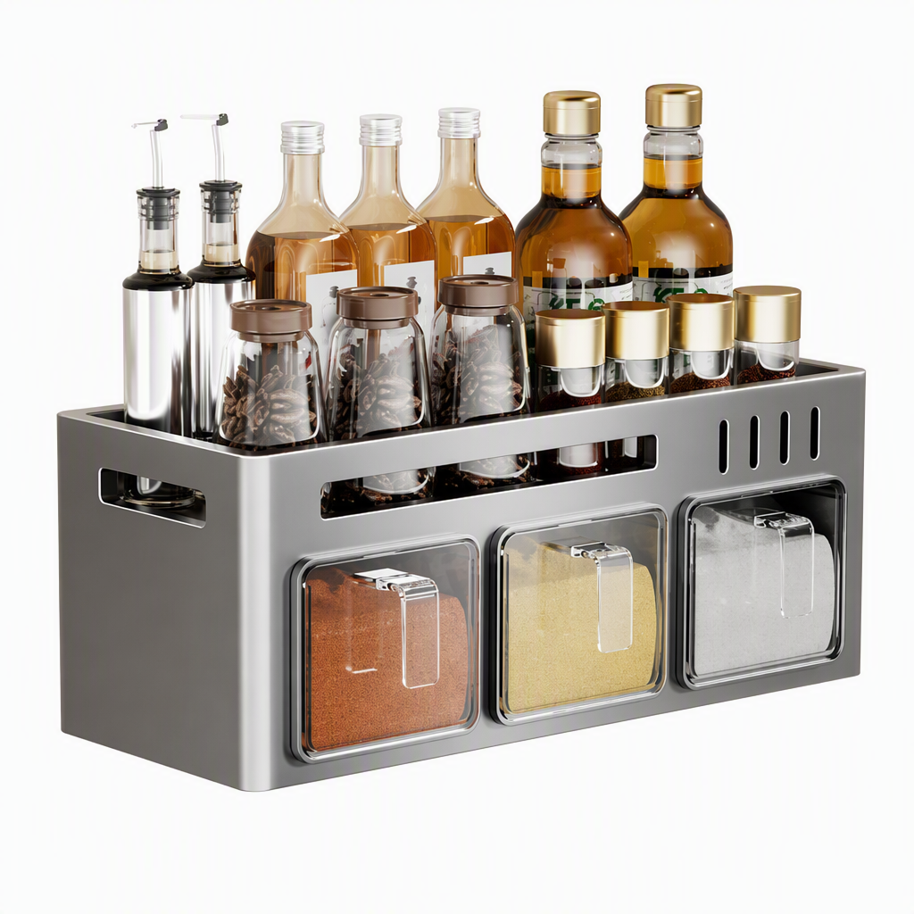 🧂 Save 50%! 🍳 Wall-Mounted Spice Rack – No-drill, with jars & spoons ✨