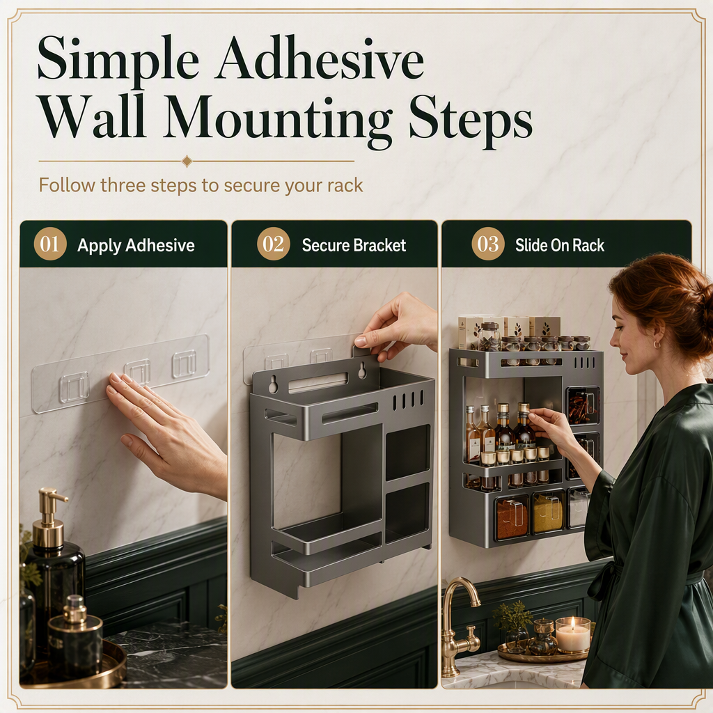 🧂 Save 50%! 🍳 Wall-Mounted Spice Rack – No-drill, with jars & spoons ✨