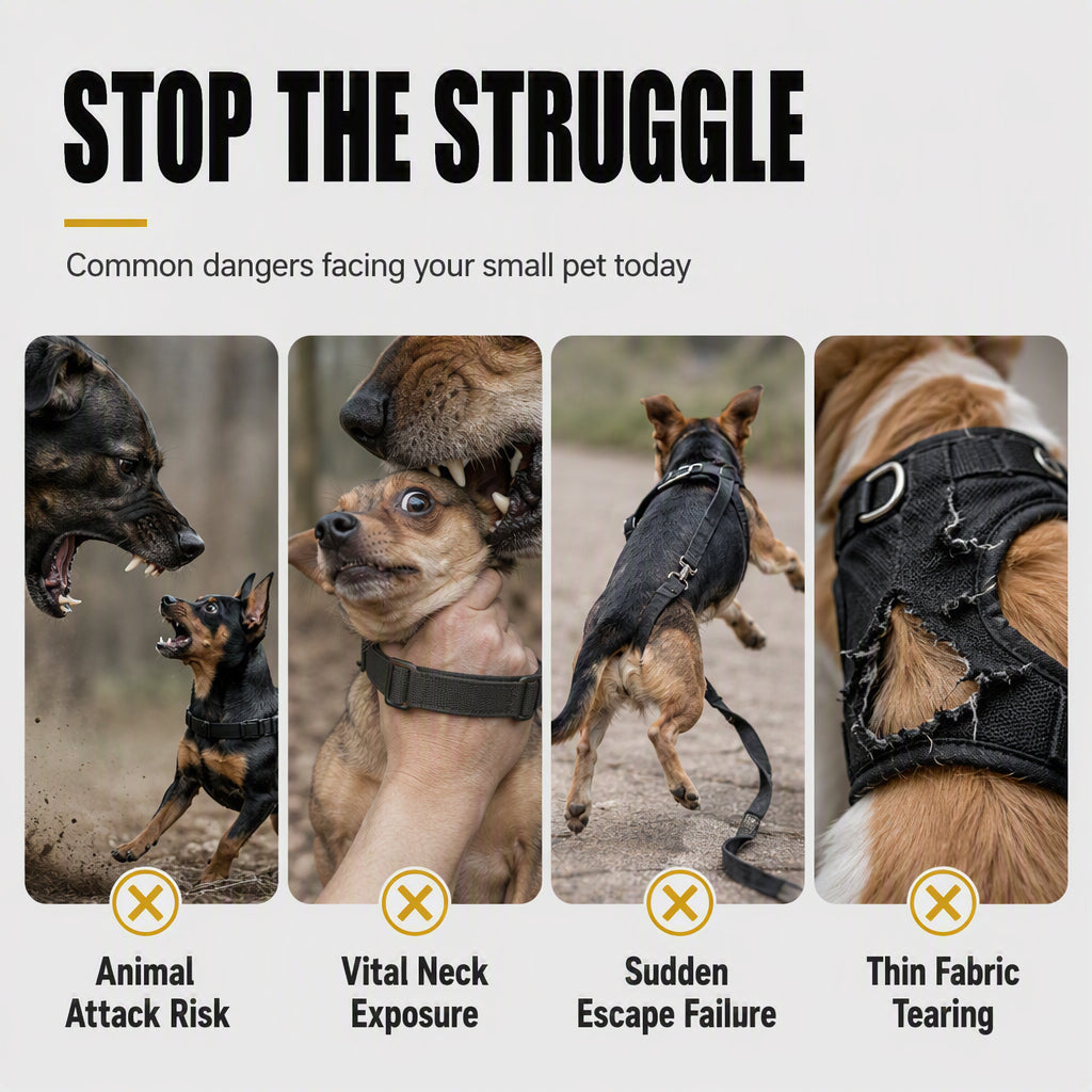 🐕 Tactical Dog Harness with Protective Spikes: Breathable Mesh, Oxford Fabric, Reflective Strips, Sizes XS-M