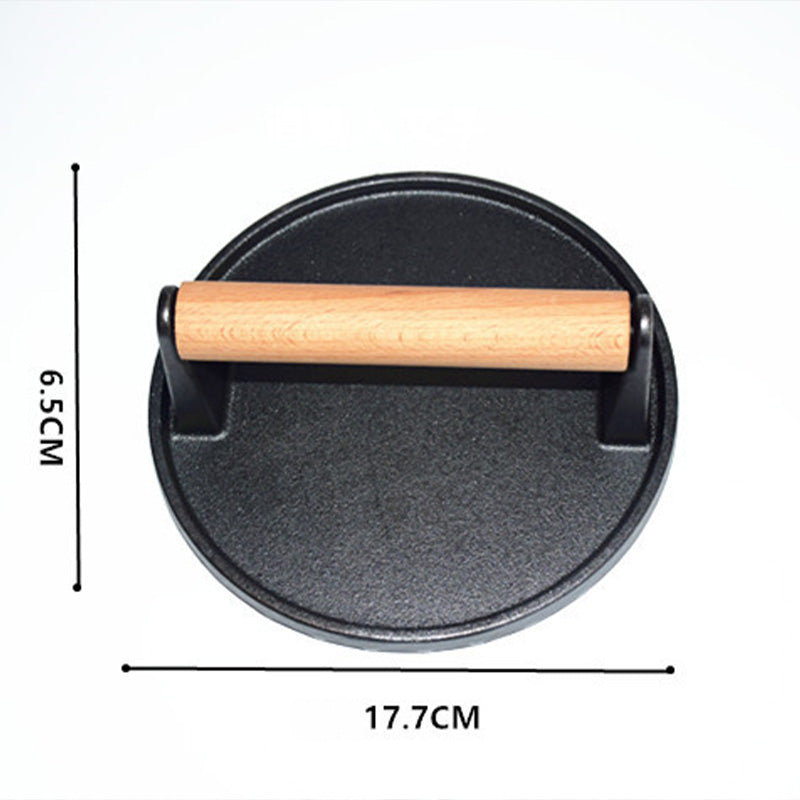 Cast Iron Steak & Burger Press with Wood Handle