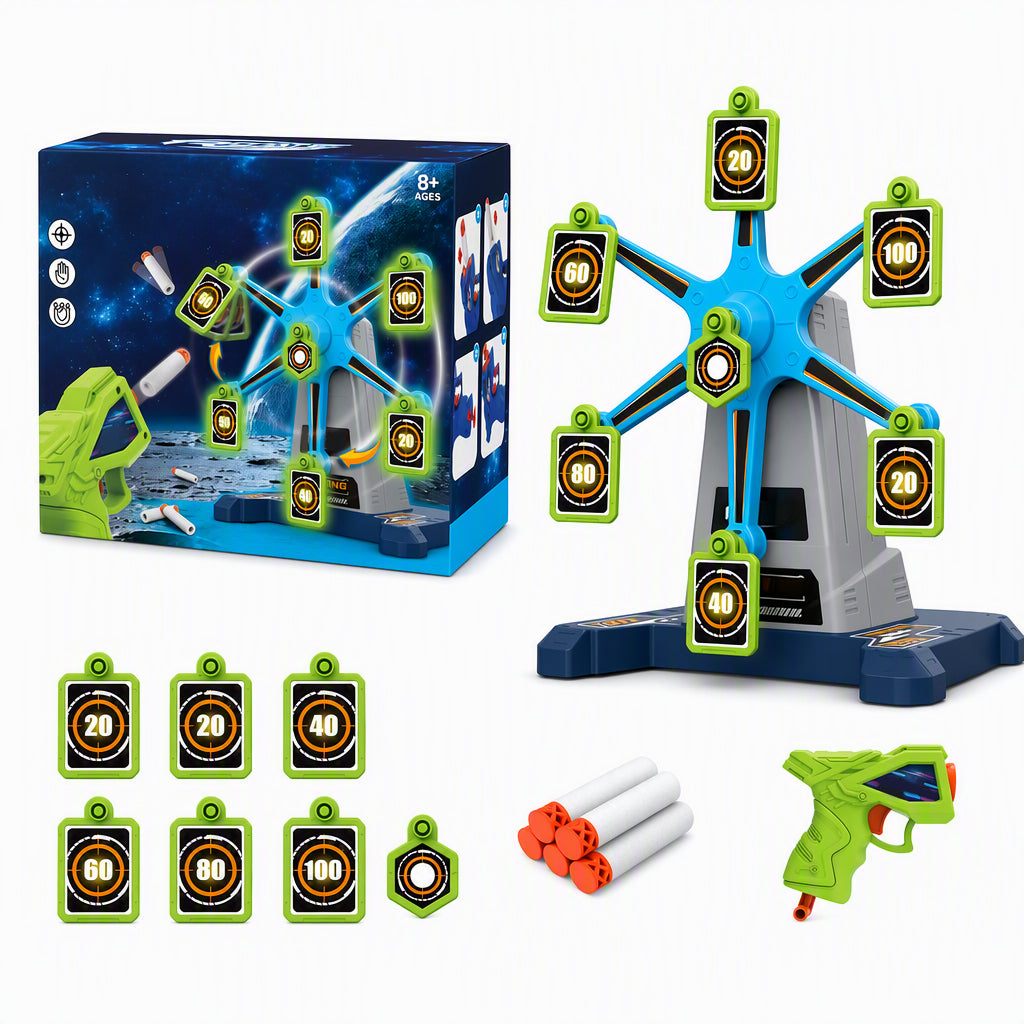Electric Hovering Ball Target Shooting Game Set with Toy Guns and Floating Balls Glow in the Dark Electronic Target for Kids