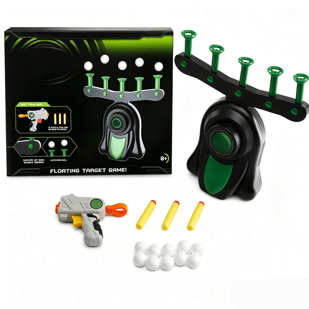 Electric Hovering Ball Target Shooting Game Set with Toy Guns and Floating Balls Glow in the Dark Electronic Target for Kids