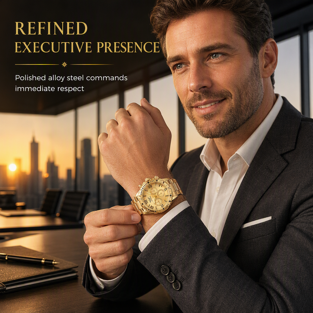 6 Piece Men's Watch Set with Steel Band Fashion Watches in a Gift Box
