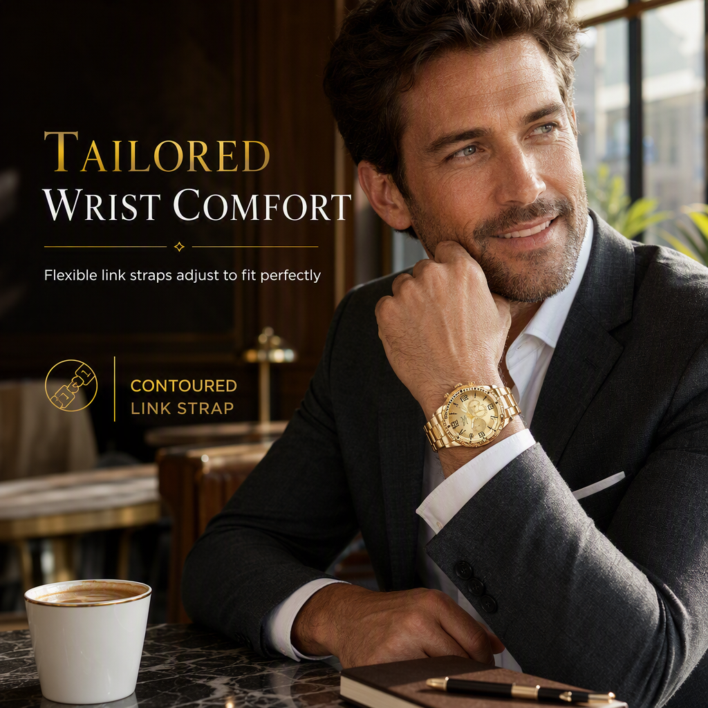 6 Piece Men's Watch Set with Steel Band Fashion Watches in a Gift Box