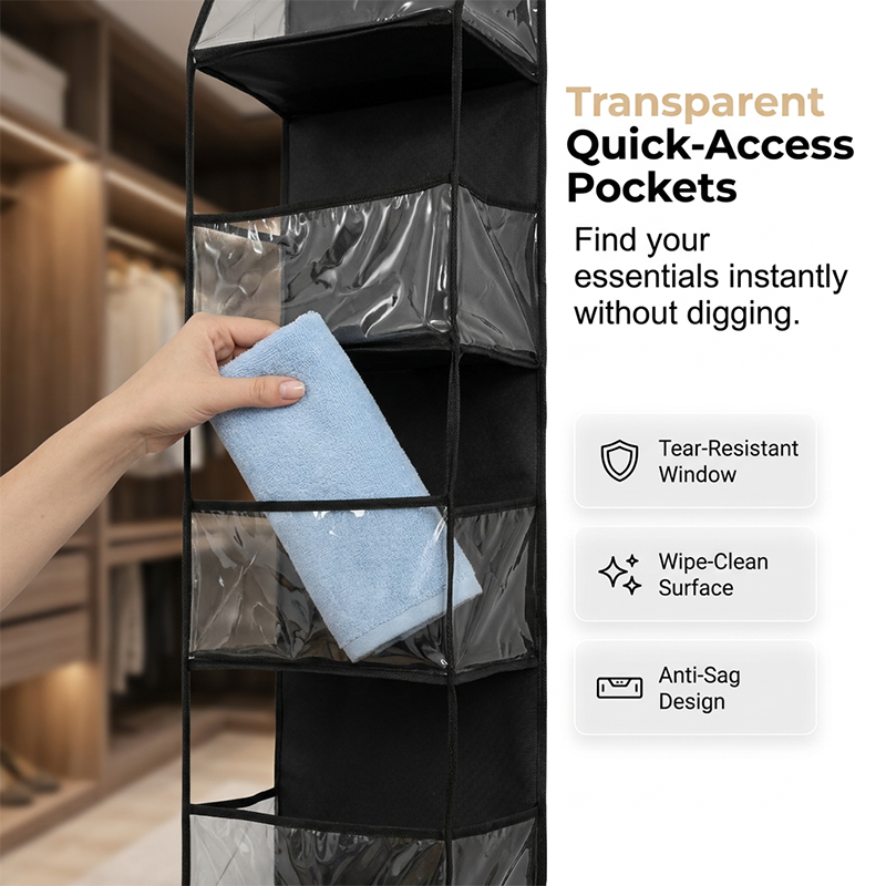 🚪 Space-Saving Over-Door Organizer: 4/6 Tiers, Transparent Windows, Sturdy PP, No-Drill