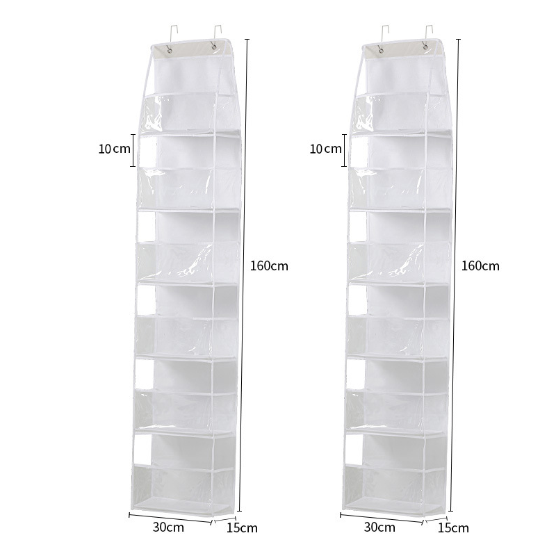 🚪 Space-Saving Over-Door Organizer: 4/6 Tiers, Transparent Windows, Sturdy PP, No-Drill