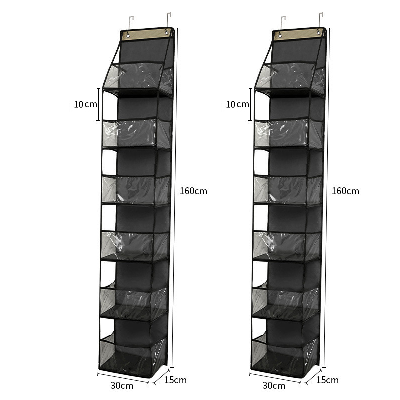 🚪 Space-Saving Over-Door Organizer: 4/6 Tiers, Transparent Windows, Sturdy PP, No-Drill