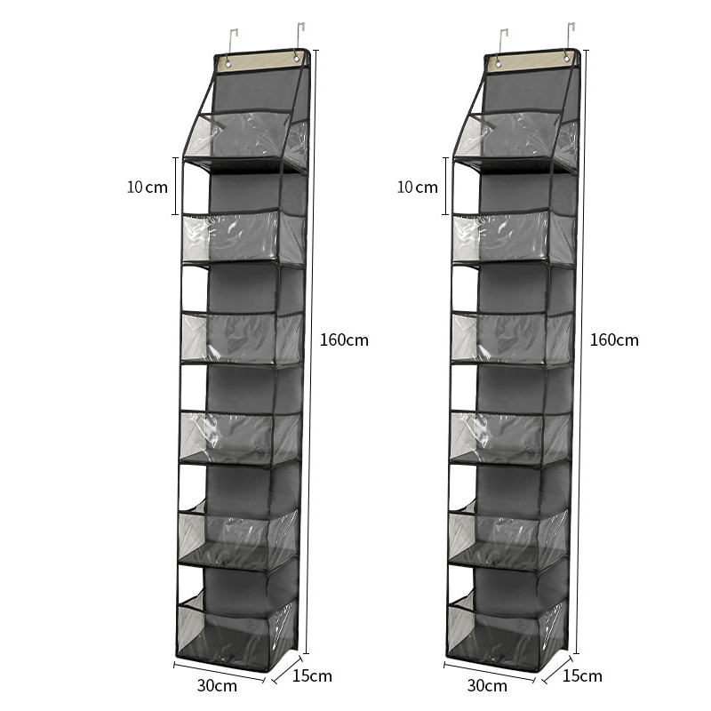 🚪 Space-Saving Over-Door Organizer: 4/6 Tiers, Transparent Windows, Sturdy PP, No-Drill