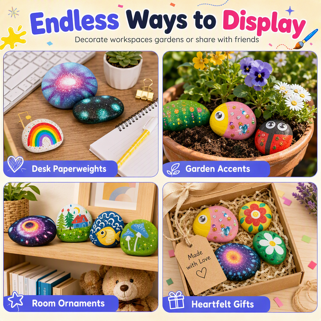 Kids Creative DIY Rock Painting Kit Pebble Stone and Shell Art Craft Set