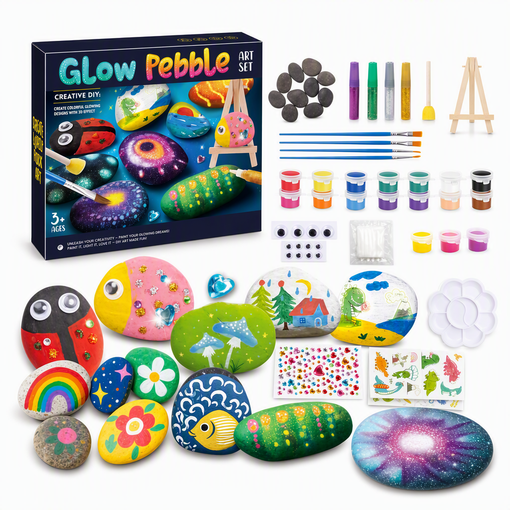 Kids Creative DIY Rock Painting Kit Pebble Stone and Shell Art Craft Set