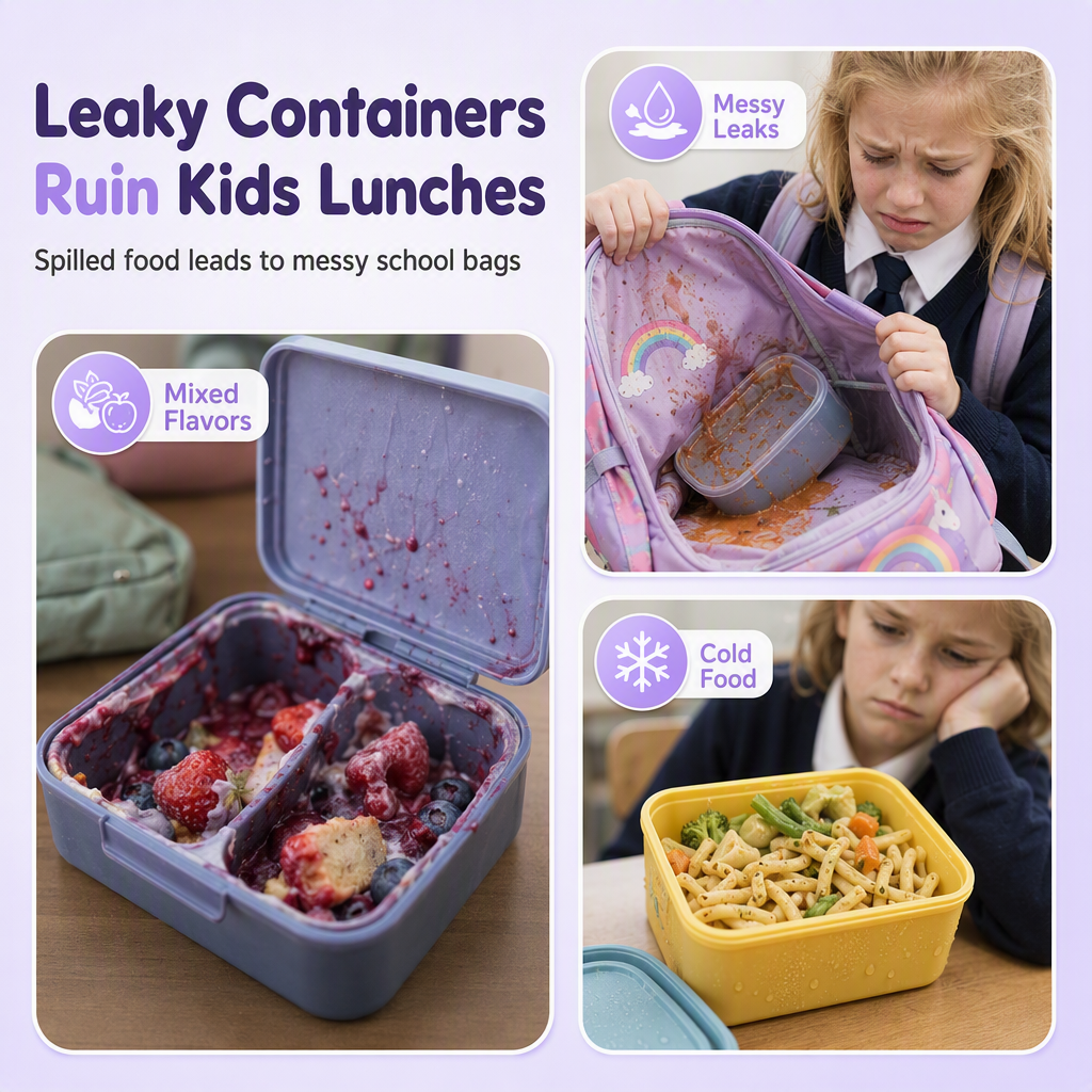 📢📢50% OFF !! ⏰Sealed Food Grade Kids Bento Lunch Box Set with Soup Bowl 4 Compartment Lunch Container for School Students