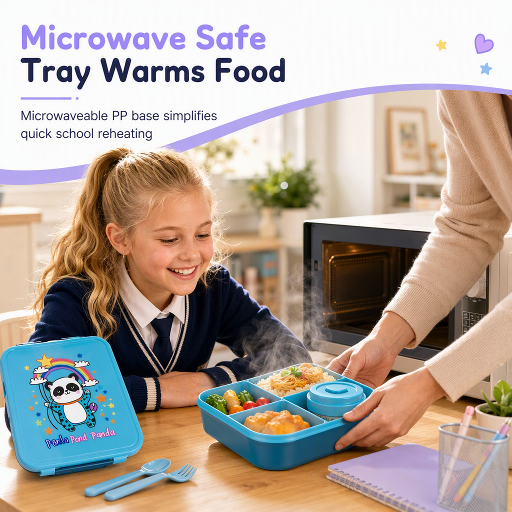 📢📢50% OFF !! ⏰Sealed Food Grade Kids Bento Lunch Box Set with Soup Bowl 4 Compartment Lunch Container for School Students