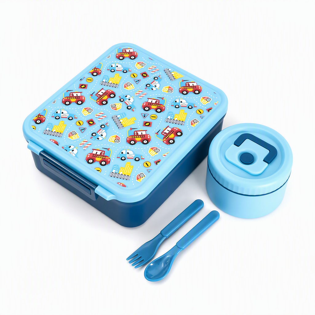 📢📢50% OFF !! ⏰Sealed Food Grade Kids Bento Lunch Box Set with Soup Bowl 4 Compartment Lunch Container for School Students