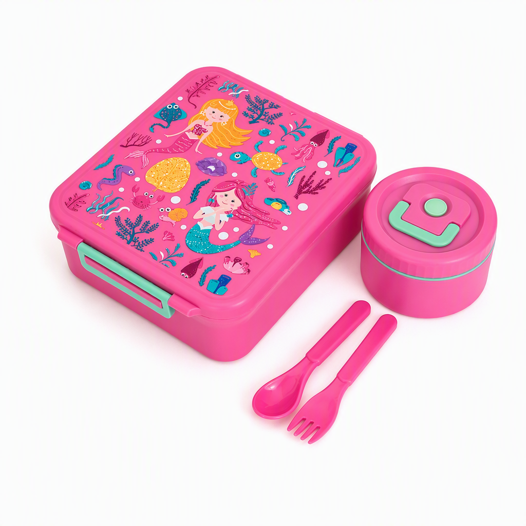 📢📢50% OFF !! ⏰Sealed Food Grade Kids Bento Lunch Box Set with Soup Bowl 4 Compartment Lunch Container for School Students