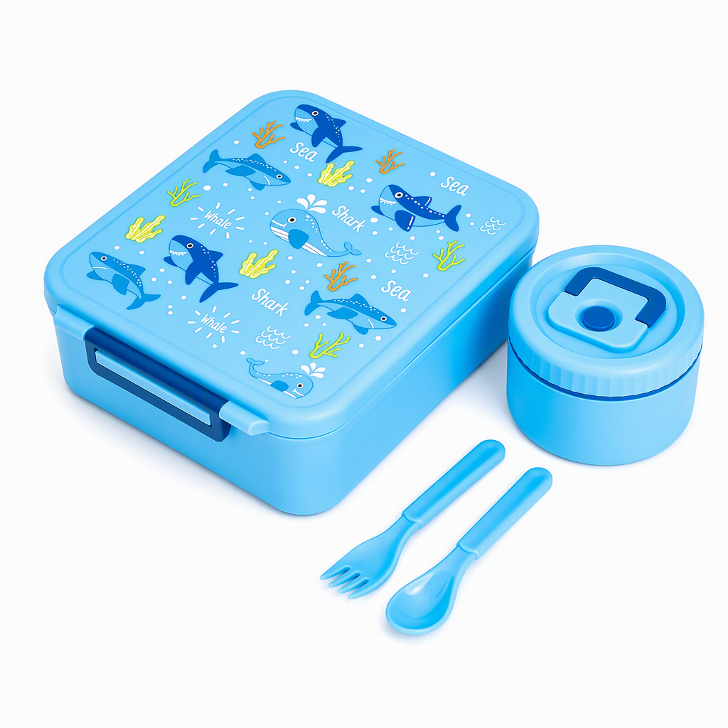 📢📢50% OFF !! ⏰Sealed Food Grade Kids Bento Lunch Box Set with Soup Bowl 4 Compartment Lunch Container for School Students