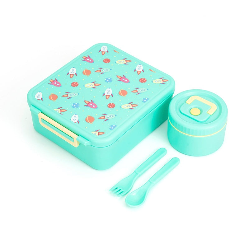 📢📢50% OFF !! ⏰Sealed Food Grade Kids Bento Lunch Box Set with Soup Bowl 4 Compartment Lunch Container for School Students