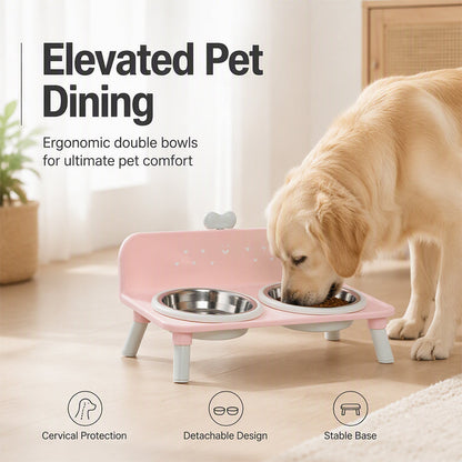 Elevated Detachable Pet Double Bowls
