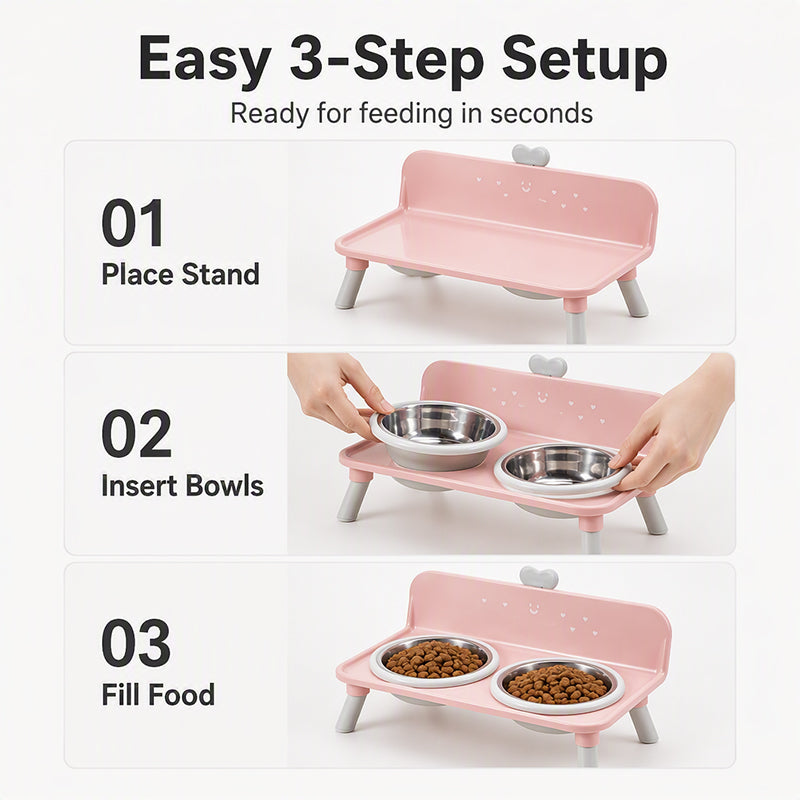 Elevated Detachable Pet Double Bowls